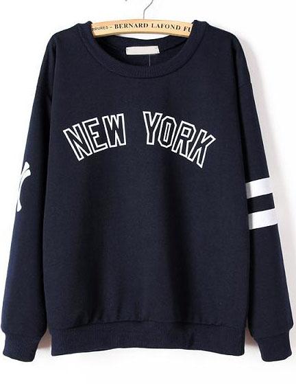 Romwe New York Print Loose Sweatshirt