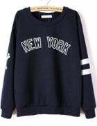 Romwe New York Print Loose Sweatshirt