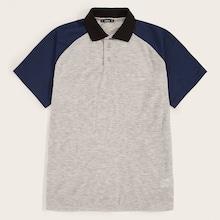 Romwe Guys Raglan Sleeve Heathered Grey Polo Shirt