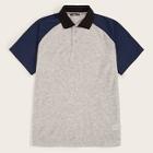 Romwe Guys Raglan Sleeve Heathered Grey Polo Shirt