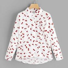 Romwe Fruits Print Single Breasted Blouse