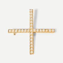 Romwe Faux Pearl Cross Design Brooch