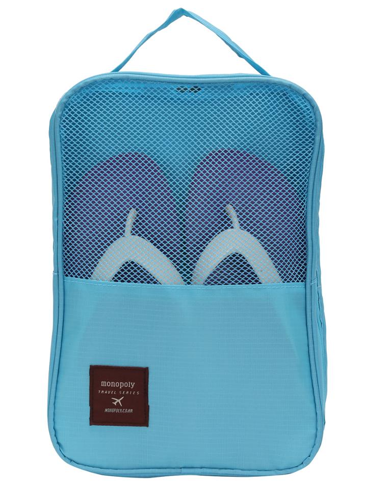 Romwe Blue Zipper Patch Wash Bag