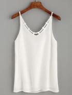 Romwe White Drawstring Neck Cami Top