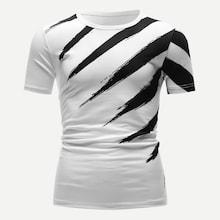 Romwe Guys Brush Strokes Print Tee
