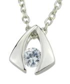 Romwe White Diamond Geometric Silver Pendants Necklace