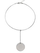Romwe Silver Disc Necklace