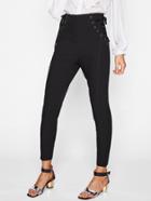 Romwe Grommet Lace Up Side Tailored Pants