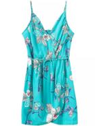 Romwe Spaghetti Strap Florals Split Dress