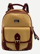 Romwe Yellow Contrast Trim Buckled Strap Backpack