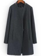 Romwe Women Single Button Loose Boyfrined Grey Coat