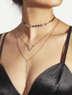 Romwe V & Sequin Design Necklace Set