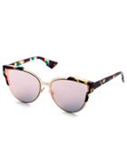 Romwe Multicolor Open Frame Pink Lens Cat Eye Sunglasses