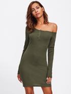 Romwe One Shoulder Single Breasted Bodycon Dress