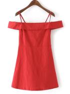 Romwe Red Cold Shoulder Zipper Side Dress