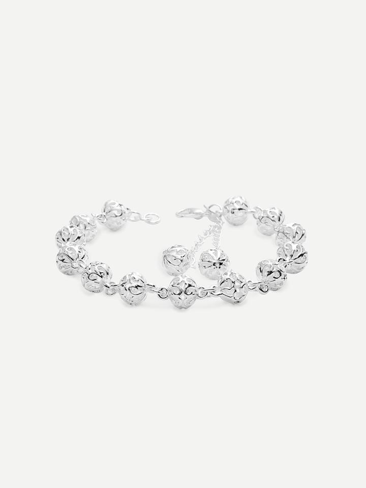 Romwe Silver Hollow Globe Bracelet