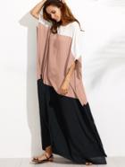 Romwe Color Block Slit Side Chiffon Dress