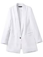 Romwe Notch Lapel Single Button Slim White Blazer