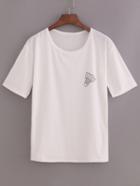 Romwe White Badminton Print T-shirt