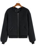 Romwe Stand Collar Zipper Geometric Pattern Jacket
