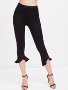 Romwe Ruffle Trim Crop Flared Pants