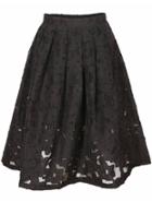 Romwe Lace Flare Black Skirt