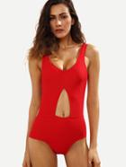 Romwe Red Cutout One-piece Swimwear