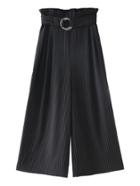 Romwe Double Ring Belt Striped Palazzo Pants