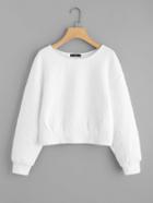 Romwe Drop Shoulder Flower Textured Sweatshirt