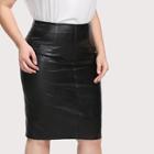 Romwe Plus Faux Leather Pencil Skirt