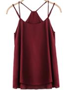 Romwe Strap Loose Chiffon Red Vest
