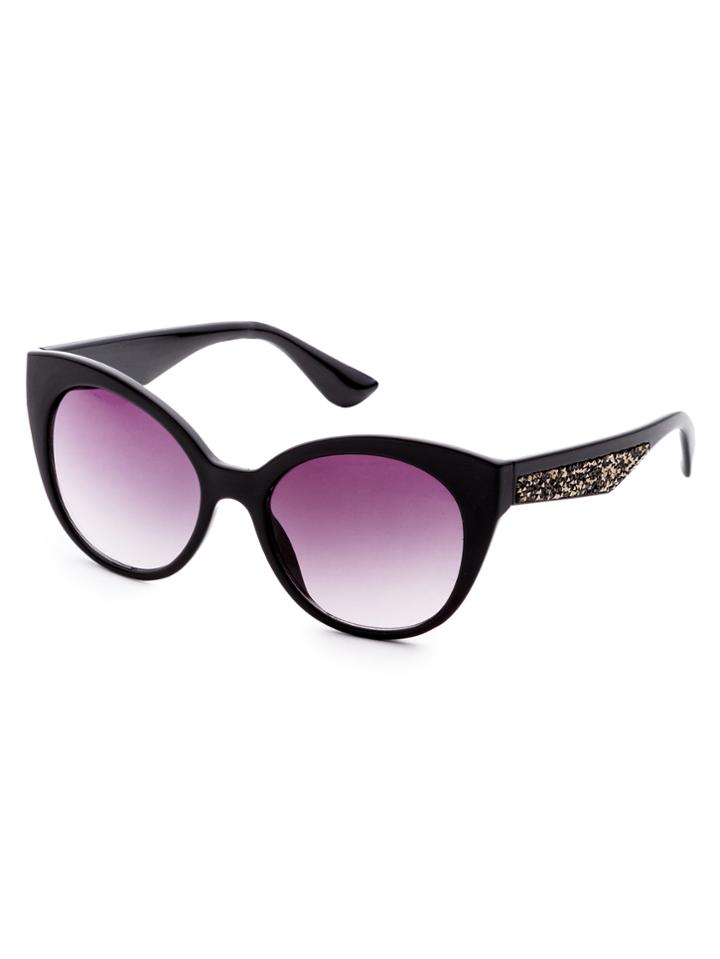 Romwe Black Frame Retro Large Lens Sunglasses
