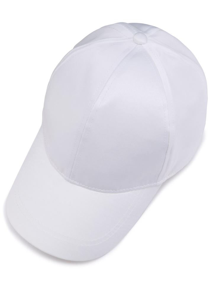 Romwe White Satin Baseball Cap