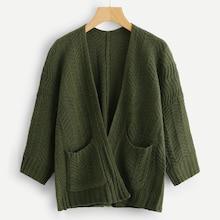 Romwe Drop Shoulder Solid Knit Coat