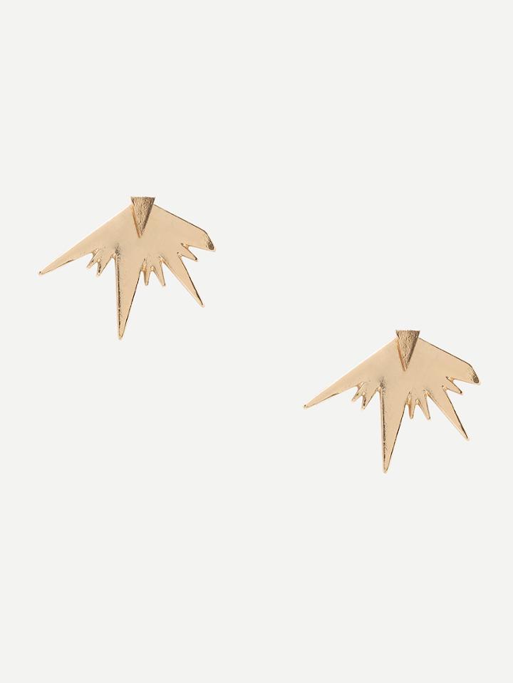 Romwe Golden Asymmetrical Stud Earrings