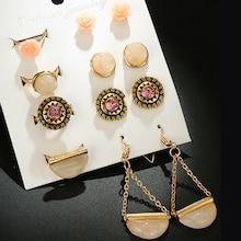 Romwe Gemstone Rings Set 4pcs & Earrings 4pairs