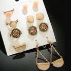 Romwe Gemstone Rings Set 4pcs & Earrings 4pairs