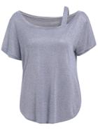 Romwe With Strap Loose Grey T-shirt