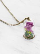 Romwe Luminous Glass Flower Pendant Necklace