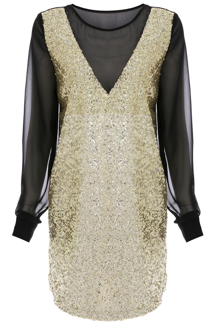 Romwe Romwe Sequins & Chiffon Dress