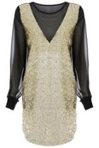 Romwe Romwe Sequins & Chiffon Dress