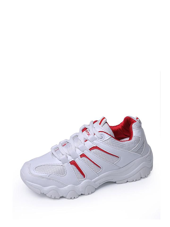 Romwe Net Surface Striped Design Lace Up Sneakers