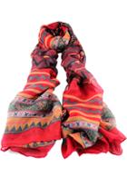 Romwe Red Vintage Geometric Print Scarves