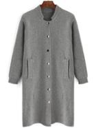 Romwe Split Back Long Coat Sweater