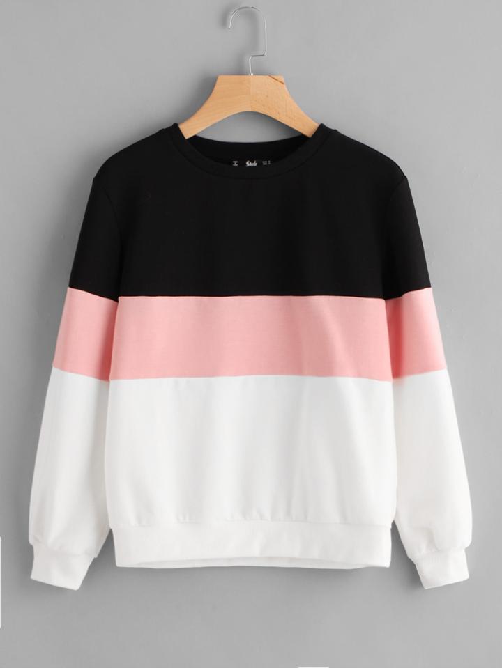 Romwe Cut And Sew Pullover