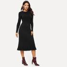 Romwe Flounce Hem Rib-knit Dress