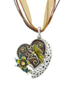 Romwe New Fashion Coffee Enamel And Rhinestone Cute Heart Pendant Necklace