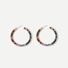 Romwe Color-block Pattern Hoop Earrings
