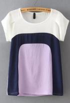 Romwe Round Neck Purple T-shirt