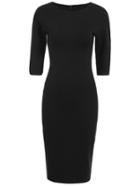 Romwe Half Sleeve Slim Black Dress